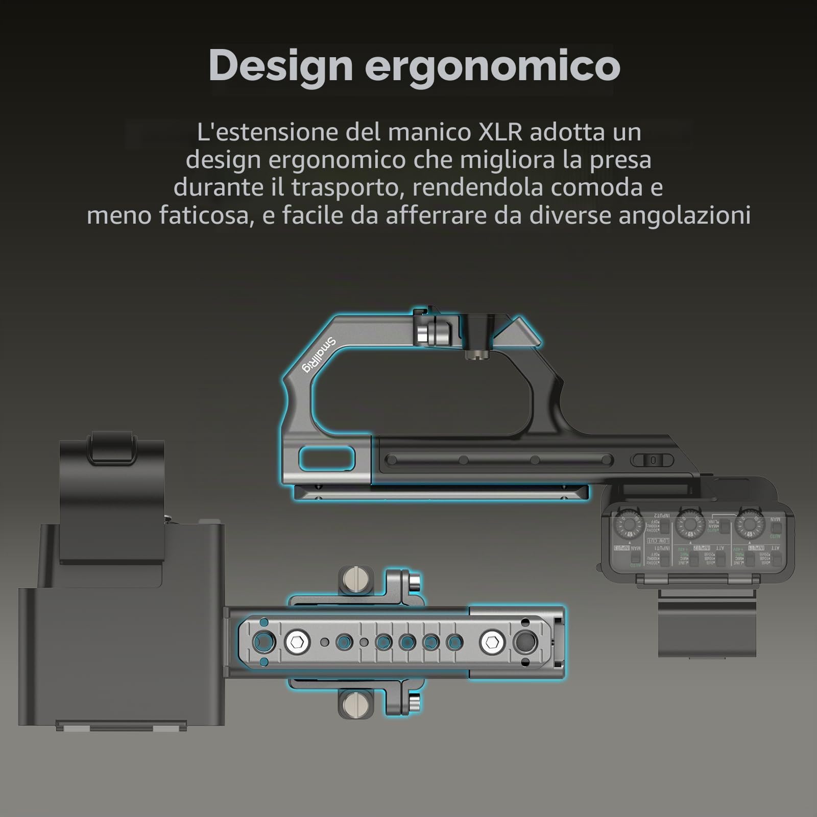 SMALLRIG FX3 / FX30 Kit piastra di montaggio di estensione per Sony FX3 / FX30 XLR Handle con Cold Shoe, Struttura a Sgancio Rapido HawkLock - 4830