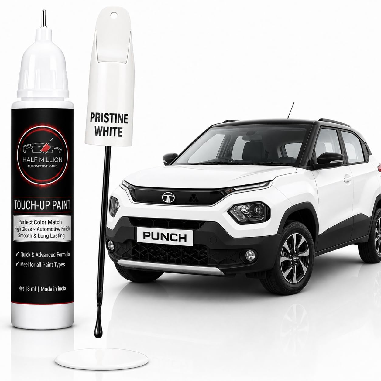 Half Million Tata Punch White 12ml Touch Up Paint - Image 1