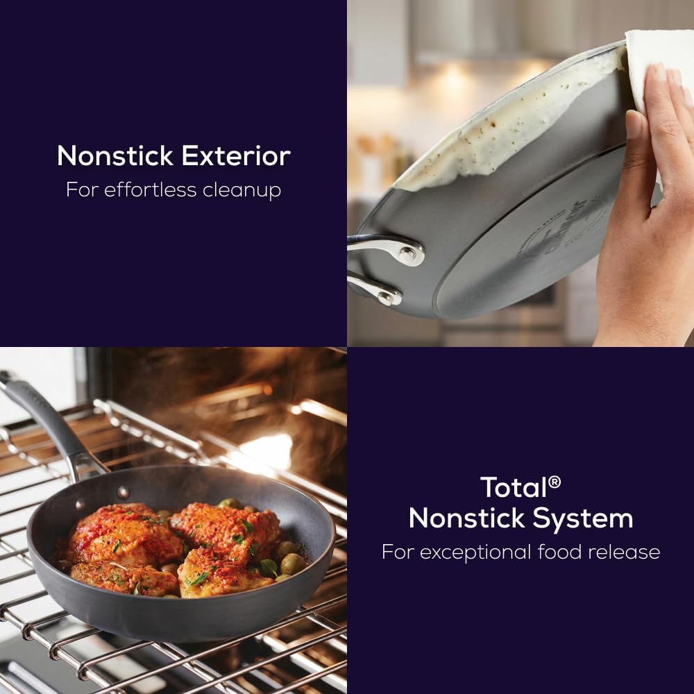 Circulon Radiance Deep Hard Anodized Nonstick Frying Pan /Skillet with Lid - 12 Inch, Gray