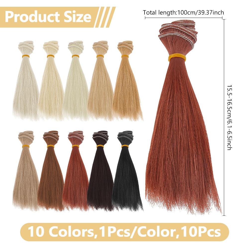 DICOSMETIC 10 parrucche per bambola, 10 colori, 15,5 cm, capelli corti dritti in plastica