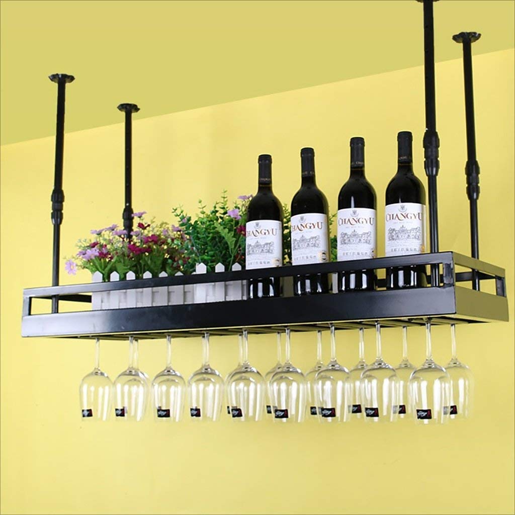 Casier à vin suspendu avec porte-gobelet en ordre inverse pour bar