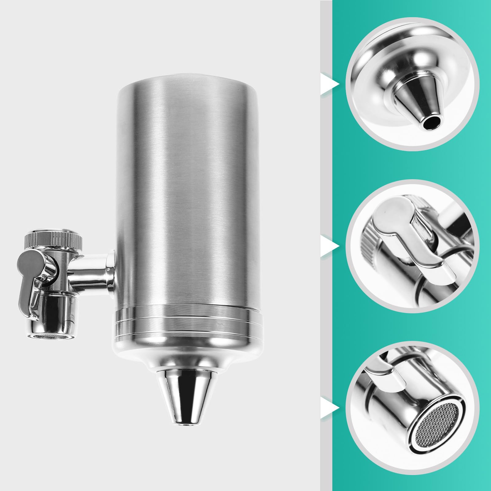 Filtro de Grifo de Cocina de Acero Inoxidable, 1.8l/