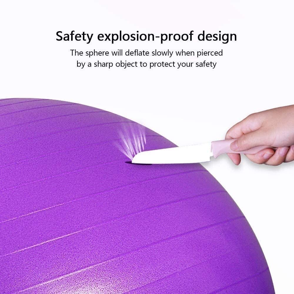Piłka fitness Gym Yoga Ball Pilates Ball, odpowiednia do domowego biura Fitness Trening równowagi Piłka wspomagająca poród(Grigio,65cm)