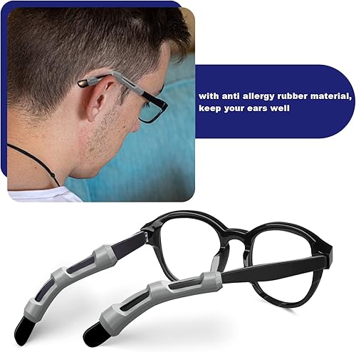 Miniatura 6 de 8 pares de almohadillas de silicona antideslizantes para lentes de silicona con puntas de sien, retenedor de manga, ganchos para las orejas