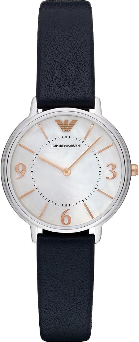 Emporio Armani Womens Quartz Watch with Mother of Pearl Dial and Blue Leather Strap AR2509