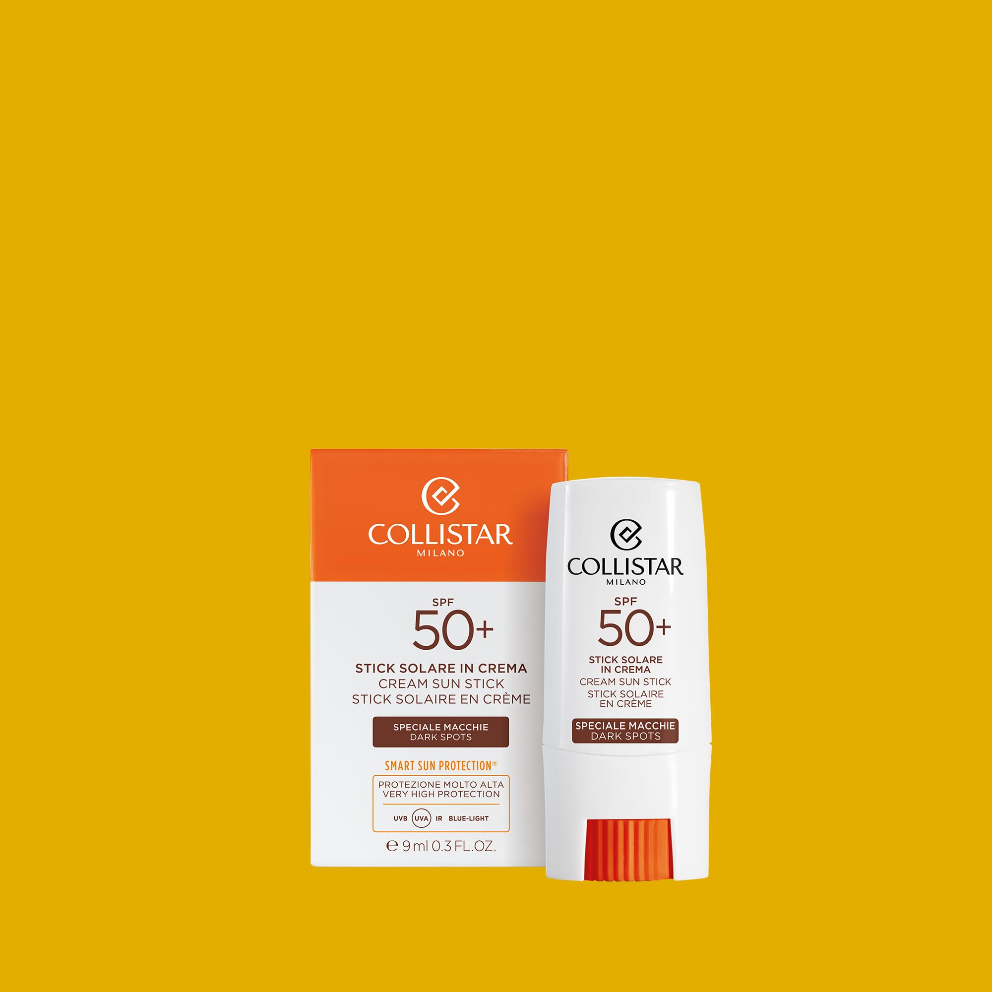Collistar Sonnencreme Stick Lsf 50+, Speziell Gegen Flecken, Hoher Schutz UVA-UVB-IR, Pro-Vitamin-D, Behandelt Sonnenflecken, Für empfindliche Bereiche, Leichte Textur, Wasserfest, 9 ml