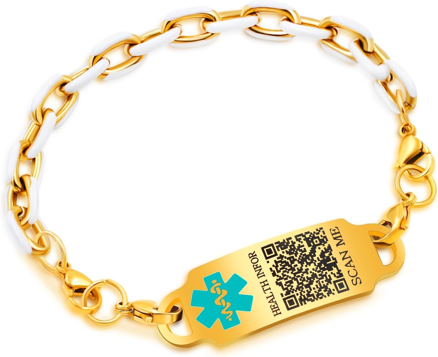 Enamel Drip Titanium Steel Medical Jewelry – Emergency Health Alert Bracelet, Custom Laser Engraved ID for Sports & Fitness, YA5176