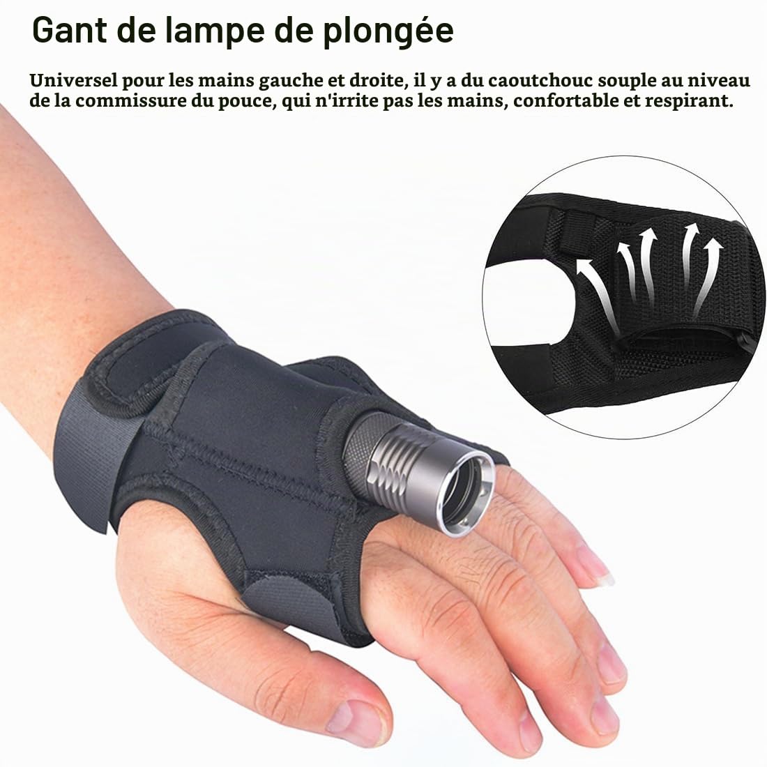 Étui de Lampe de Poche, Sacoche Torche Portable Mains Libres Étui de Lampe de Poche sur Poignet Bras Support de Lampe de Plongée sous-Marine, Réglable Accessoires de Plongée Sous-marine