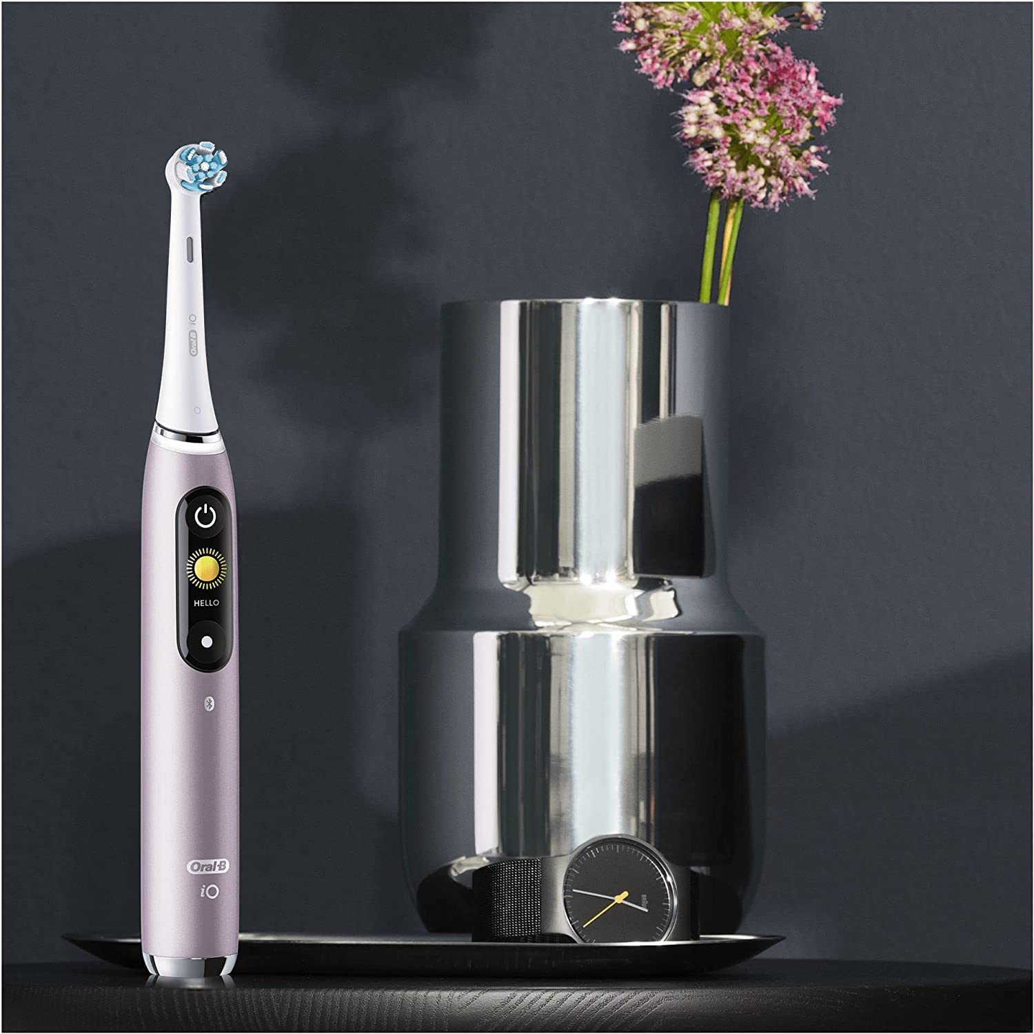 Oral-B iO Series 9 Édition Spéciale, Brosse à dents électrique, Connectée Bluetooth, 7 Modes de brossage, 1 Étui De Voyage, 1 Pochette, Rose Quartz