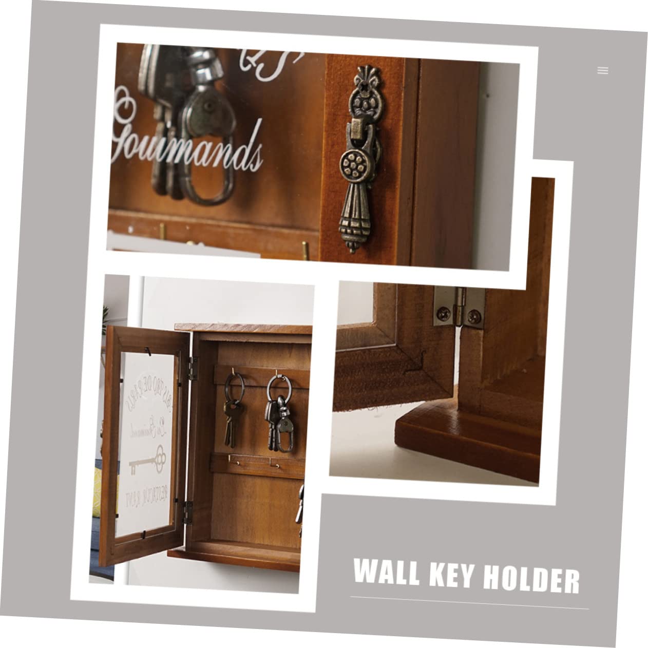 GALPADA Casetta Portachiavi da Muro in Legno di Pino Marrone, Facile da Installare e Decorativa per Ingresso o Garage, Elegante Organizer per Chiavi Domestiche