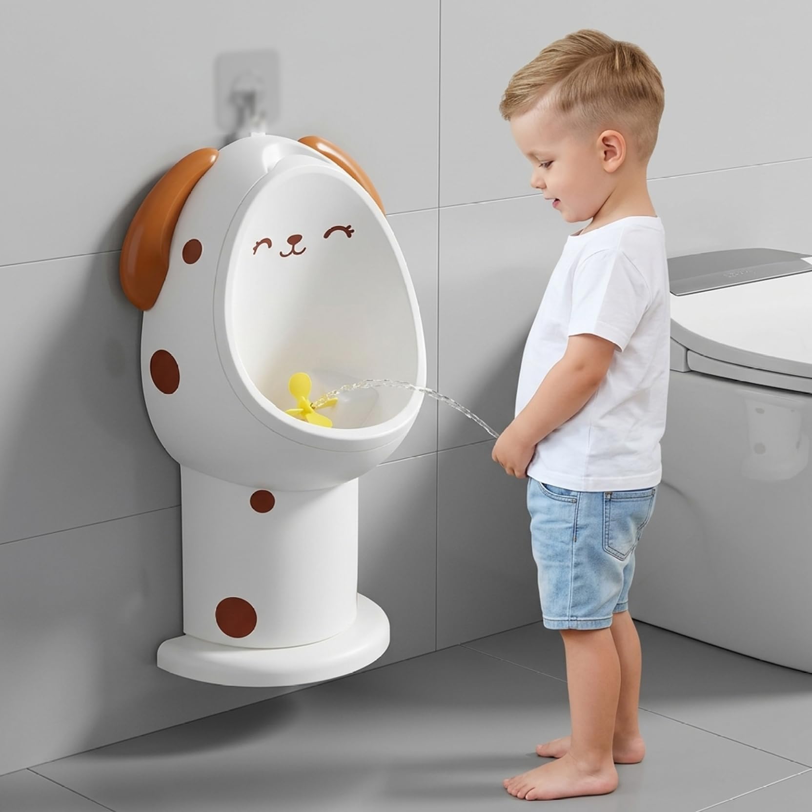 Orinal infantil para niños con divertido diseño de molino de viento, urinario infantil de altura ajustable montado en la pared para niños para entrenamiento de orinal