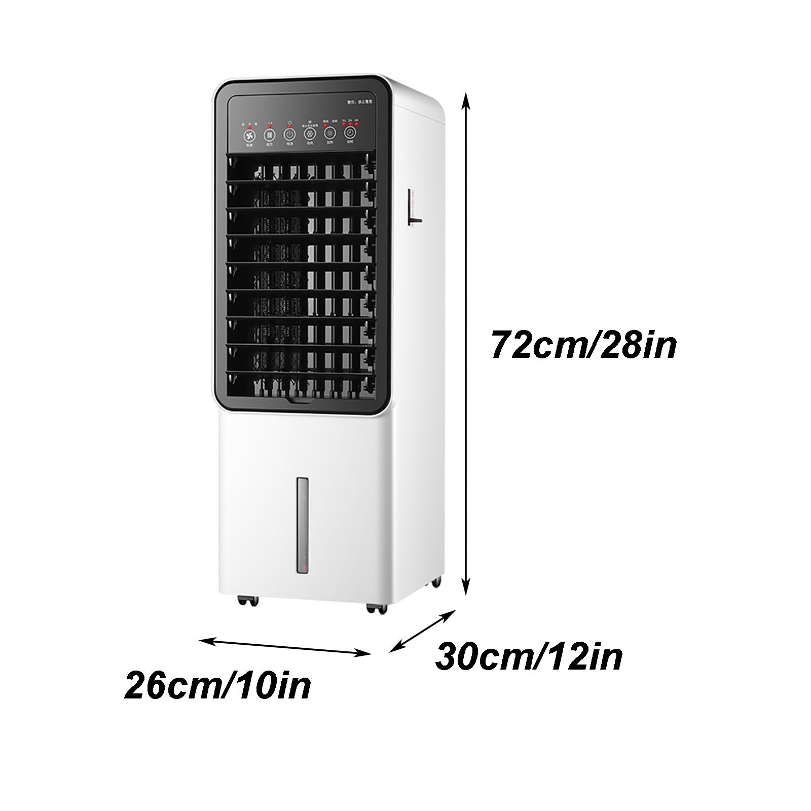 Raffrescatore D'aria Evaporativo, Condizionatore Portatile Senza Tubo | 4 Accumulatori di Ghiaccio, Serbatoio da 7 L, Timer da 7 Ore, Doppia Funzione Caldo/Freddo, 26x30x72 cm
