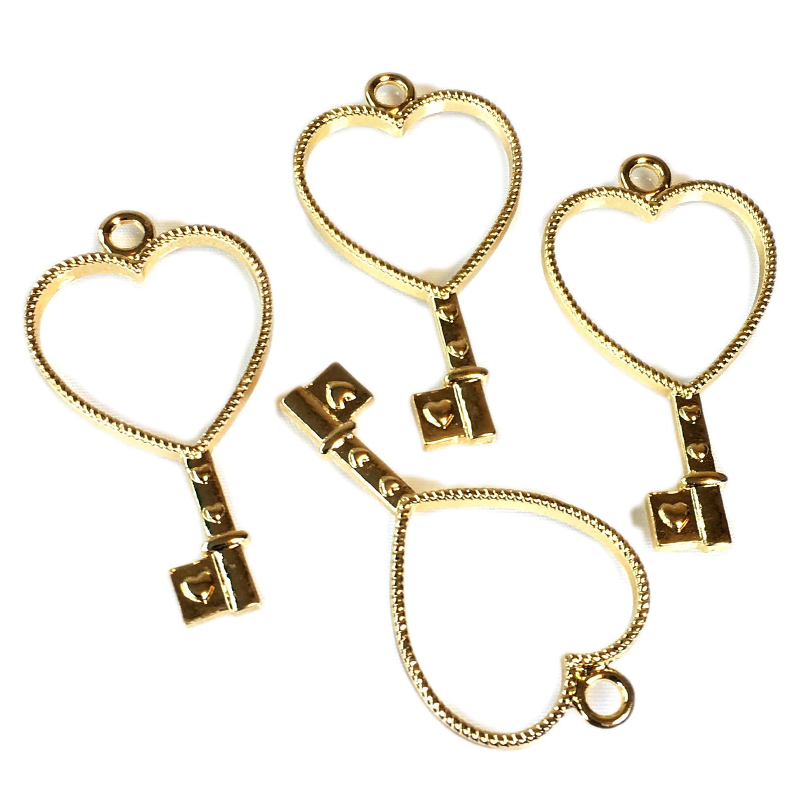 ストアーズクラブ 銀河の鍵セッティング ハート ゴールド(4個) カン付きレジンフレーム 空枠 レジン 手芸材料