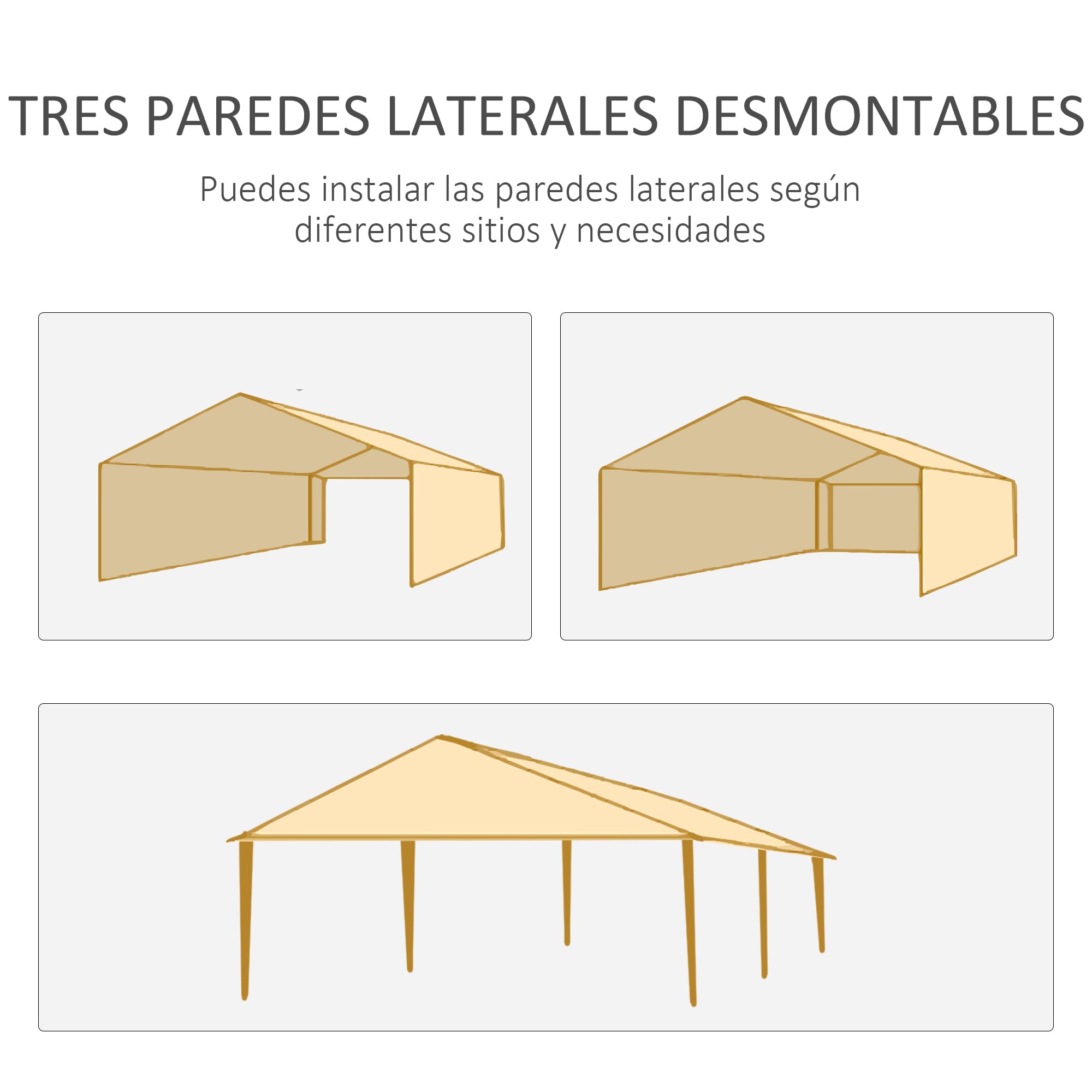 Outsunny Carpa de Jardín 6x3 m Cenador Pabellón de Jardín con 4 Paredes Laterales y 2 Ventanas Visibles, Marco de Acero, Anti-UV, Impermeable, Gazebo para Patio, Exterior, Camping, Gris Oscuro