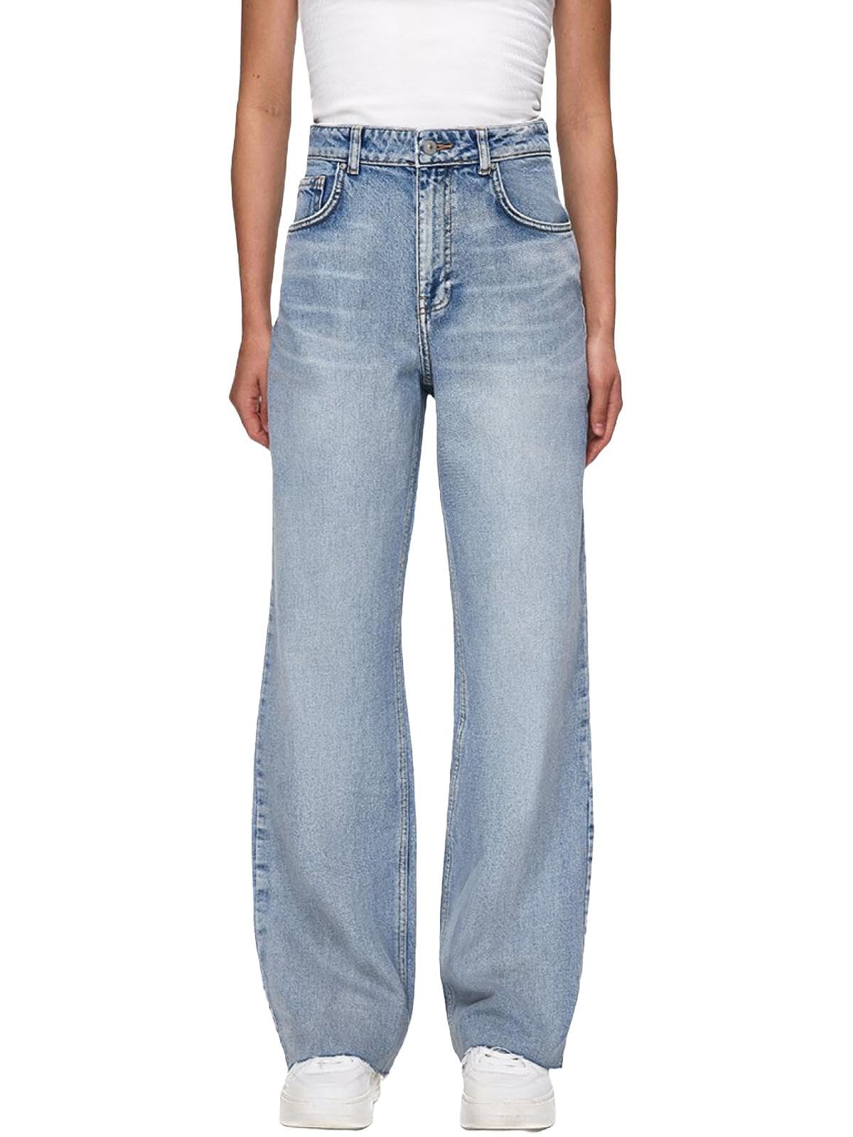 LTB Damen Jeans Danica L - High Waist - Wide Fit Blau W27-W34 Baumwolle Stretch