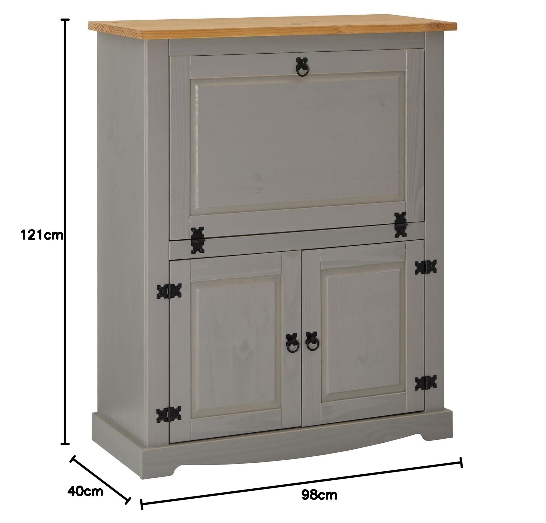 IDIMEX Meuble Bar à vin Tequila Armoire comptoir avec Range Bouteilles vin spiritueux et Range Verres, bahut de Style Mexicain en pin Massif lasuré Gris et Brun
