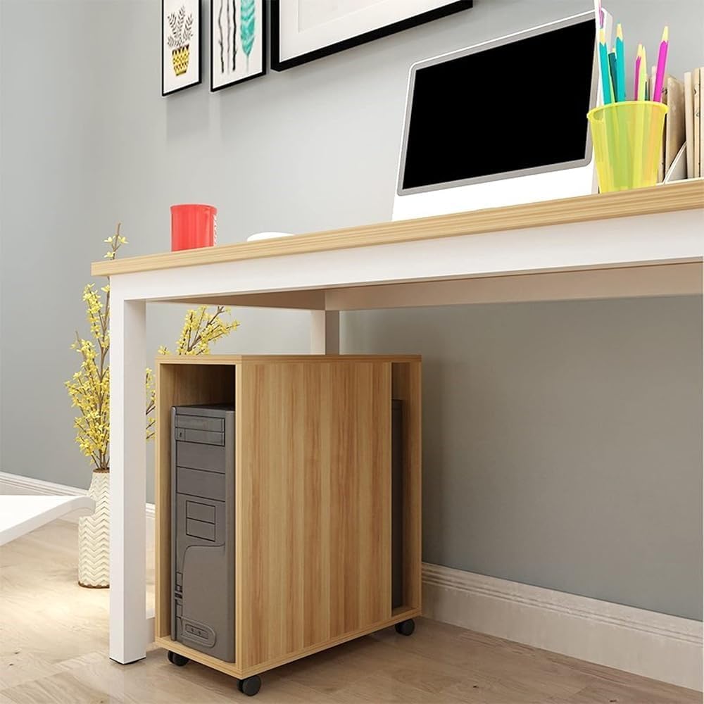 Multi-Purpose CPU Stand Mobile Cart | Removable Desktop Host Bracket with 4 Caster Wheels | Rolling Computer Tower Floor Stand in 5 Colors(Color:Black)