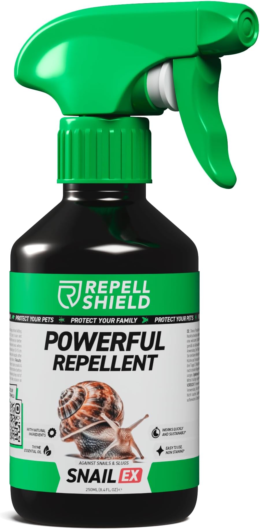 RepellShield Slug & Snail Repellent Spray -250ml- Indoor & Outdoor Use for Home, Patio & Garden - Natural Essential Oil Formula, Effective Pet-Friendly Pellet-Free Alternative for Pots, Paths & Doors