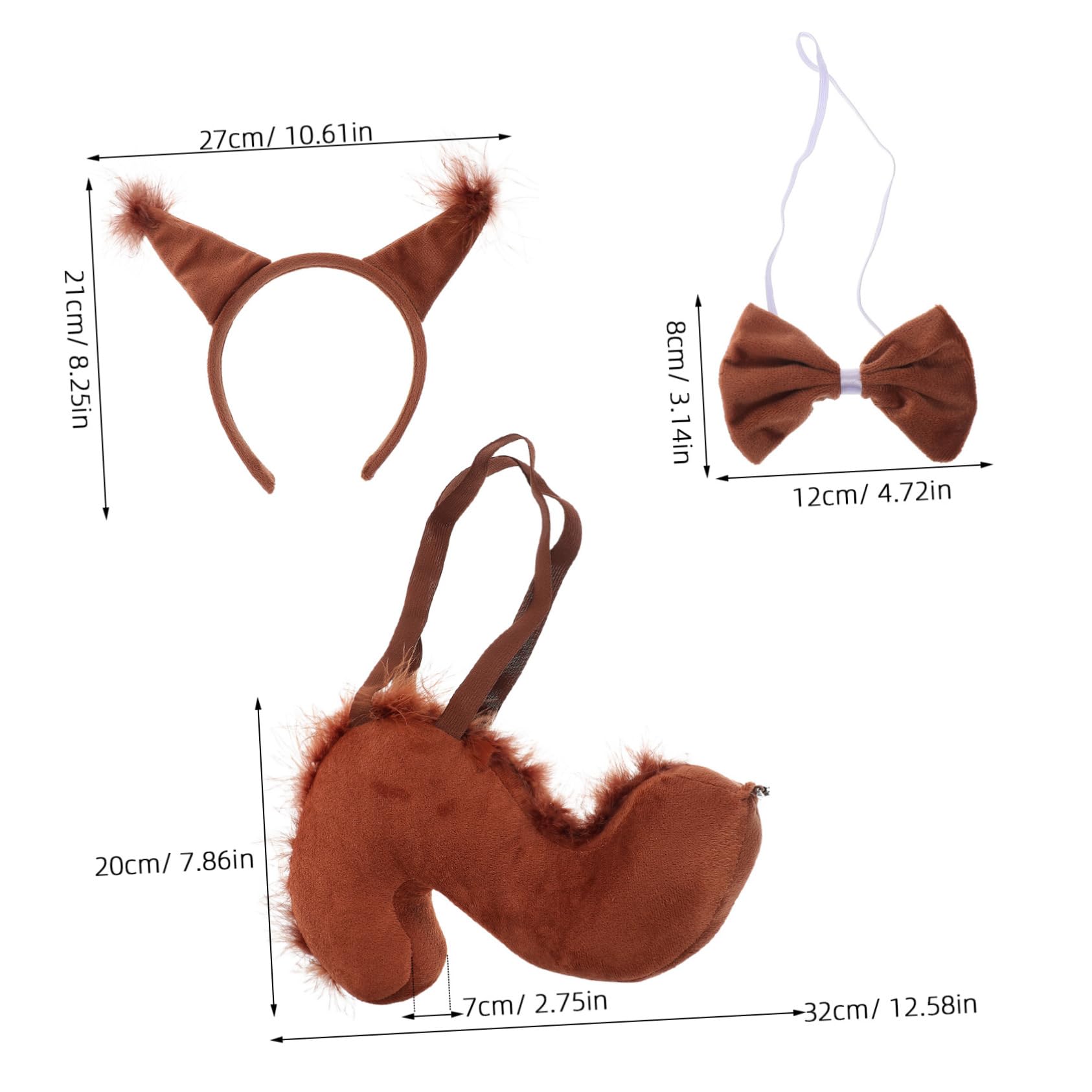 Veemoon Costume D'Écureuil Queue d'animal Et Bandeau en pour Adulte Accessoire De Cosplay Accessoire De Queue d'animal Costume d'animal Tissu Café