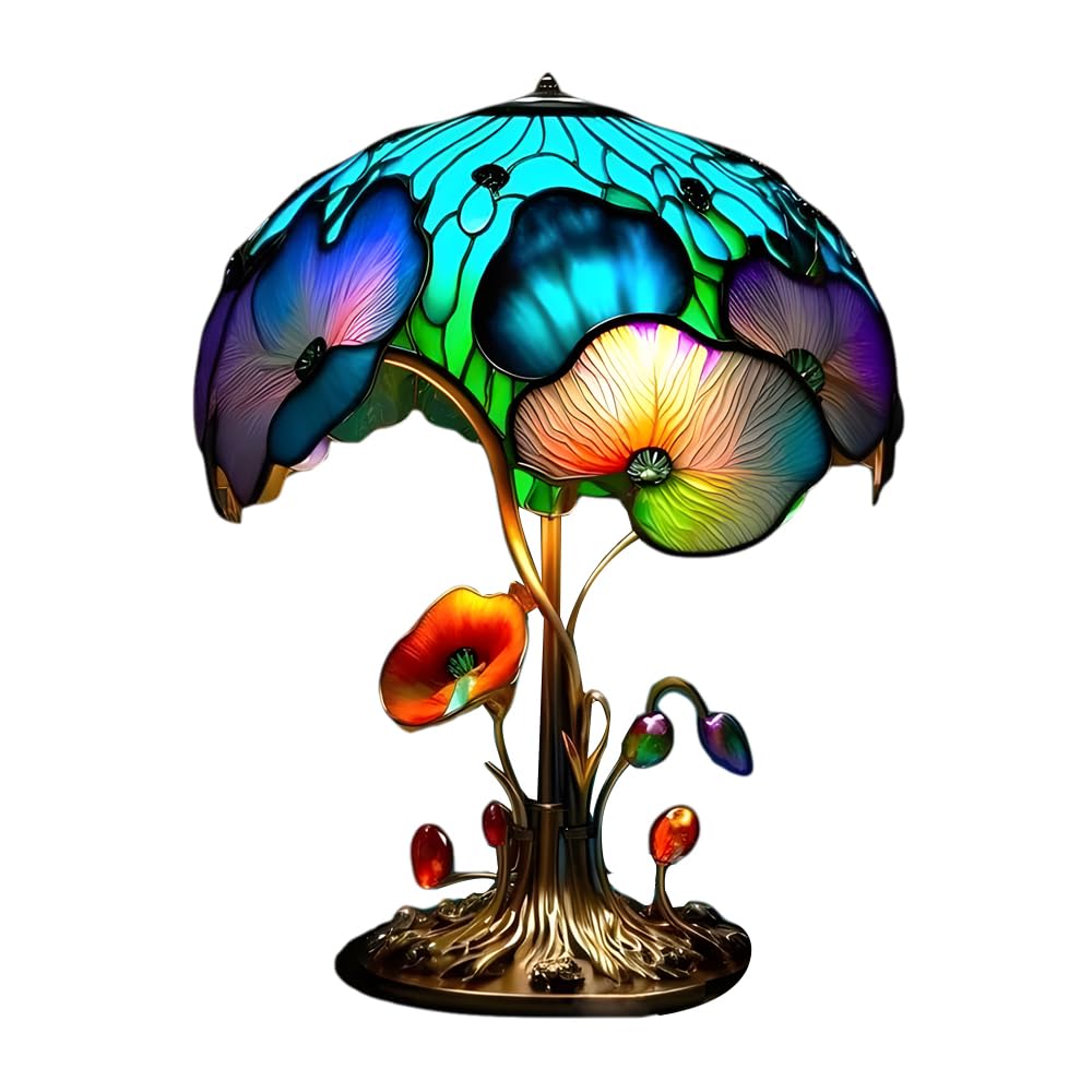 rongweiwang Colorful Mushroom Table Lamp, Resin Craft Night Light with 7 Colors Warm Light USB DC5V Powered Home Desk Decor, Gift for Bedroom Living Room Garden Decor (Type C)