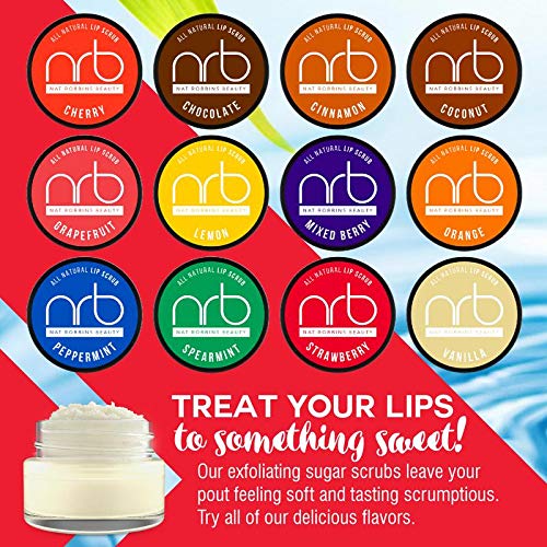 NRB Beauty Revival Lip Scrub 3 Piece Set - All Natural Sugar Based - Exfoliating & Moisturizes Chapped Dry Lips - 0.5 oz Each - Made In The USA - Mixed Berries