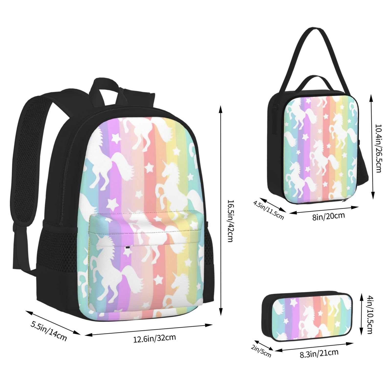 Sac à dos, sac à déjeuner, trousse à crayons, ensemble de 3 pièces