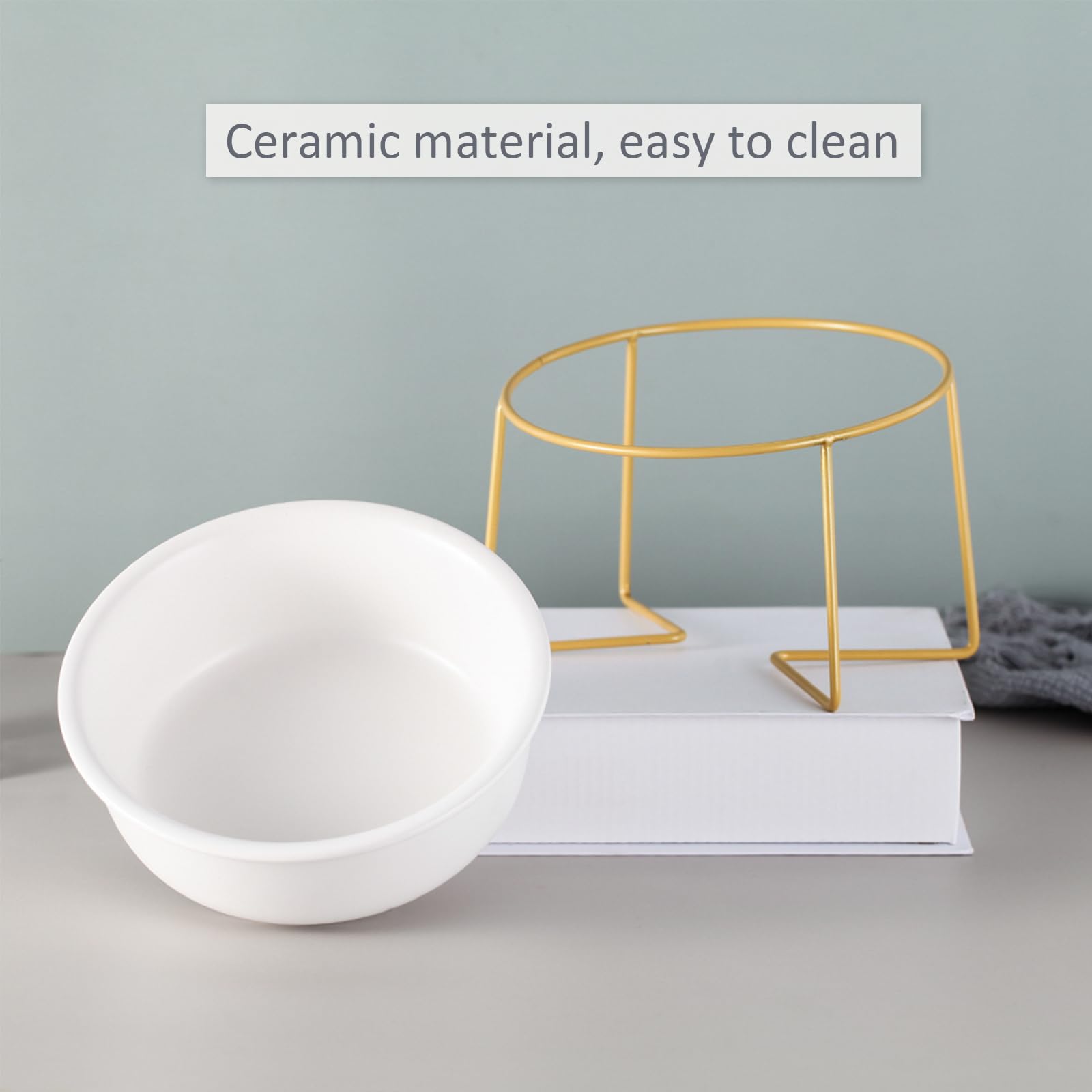 Ceramiczne miski dla psów, podwyższone, pochylone, z metalowym stojakiem, podnoszone miski do karmienia kotów, przeciw wymiotom, naczynia dla psów na karmę i wodę, naczynie dla małych i średnich psów