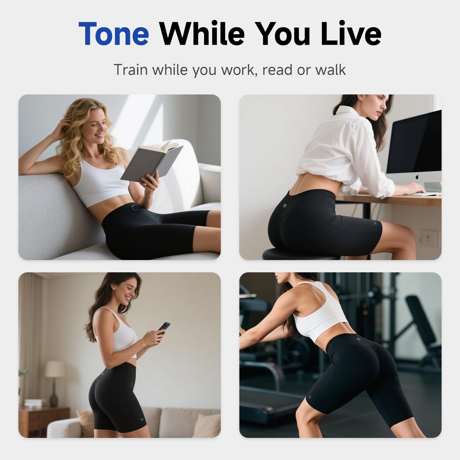 MEGELIN Pantalones Cortos de Entrenamiento EMS – Activación Muscular Profunda para Levantamiento de glúteos y Modelado Corporal – Resultados visibles en 2 a 4 semanas