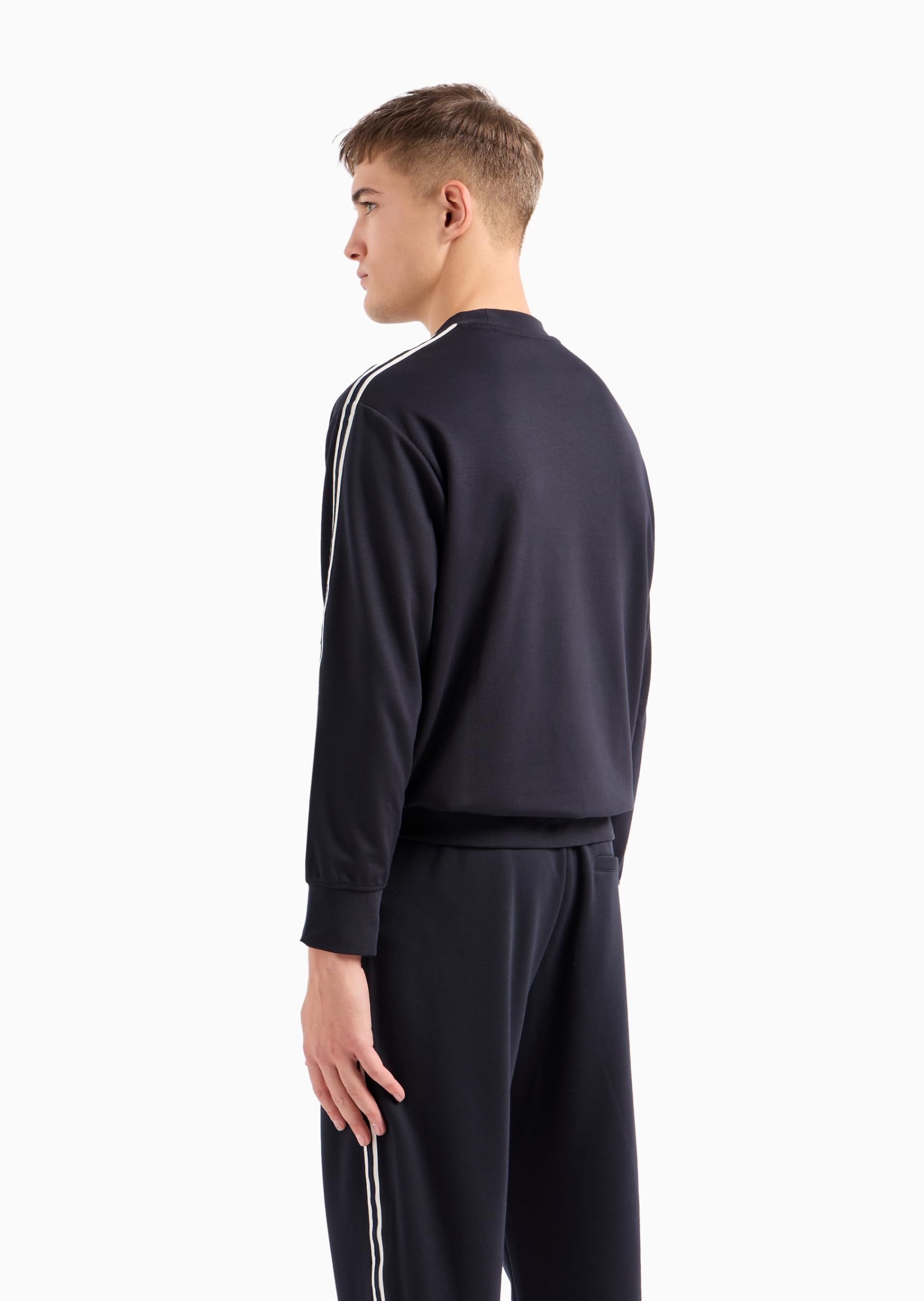 Armani Exchange Essential, Cuello Redondo, Rayas Blancas Sudadera Hombre (Pack de 1)
