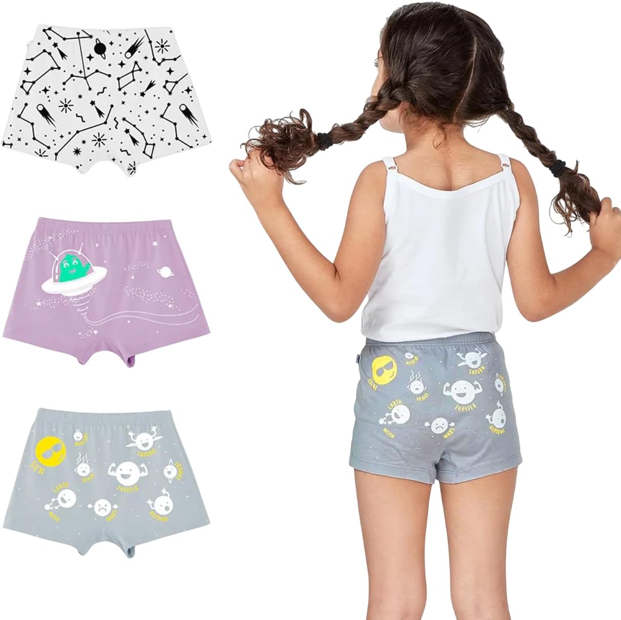 YouGotPlanB Cotton Boxers for Girls | Ages 2-16 Years | Relaxed Fit | Gentle Elastic Waistbands | Breathable & Tagless