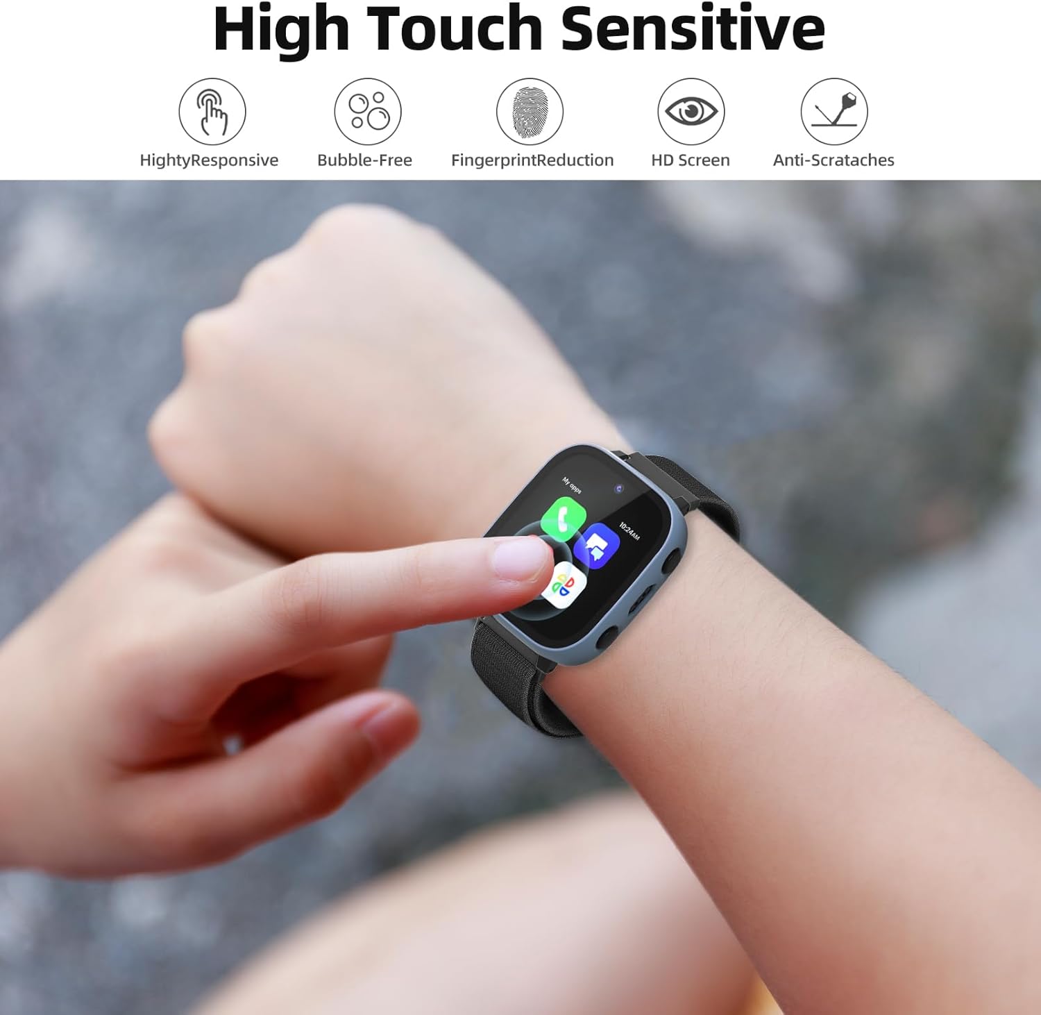 SimpleThings Screen Protector Compatible with Cosmo JrTrack 3 and 4 Kids Smart Watch, 1Pack Hard PC Case with HD Clear Tempered Glass Screen Protector for Kids Boys Girls (Blue) - Image 4