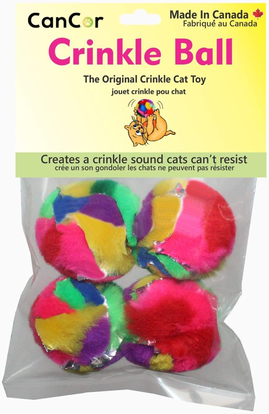 Cancor Innovations Mini Crinkle Ball Cat Toy (4 Pack) by Cancor