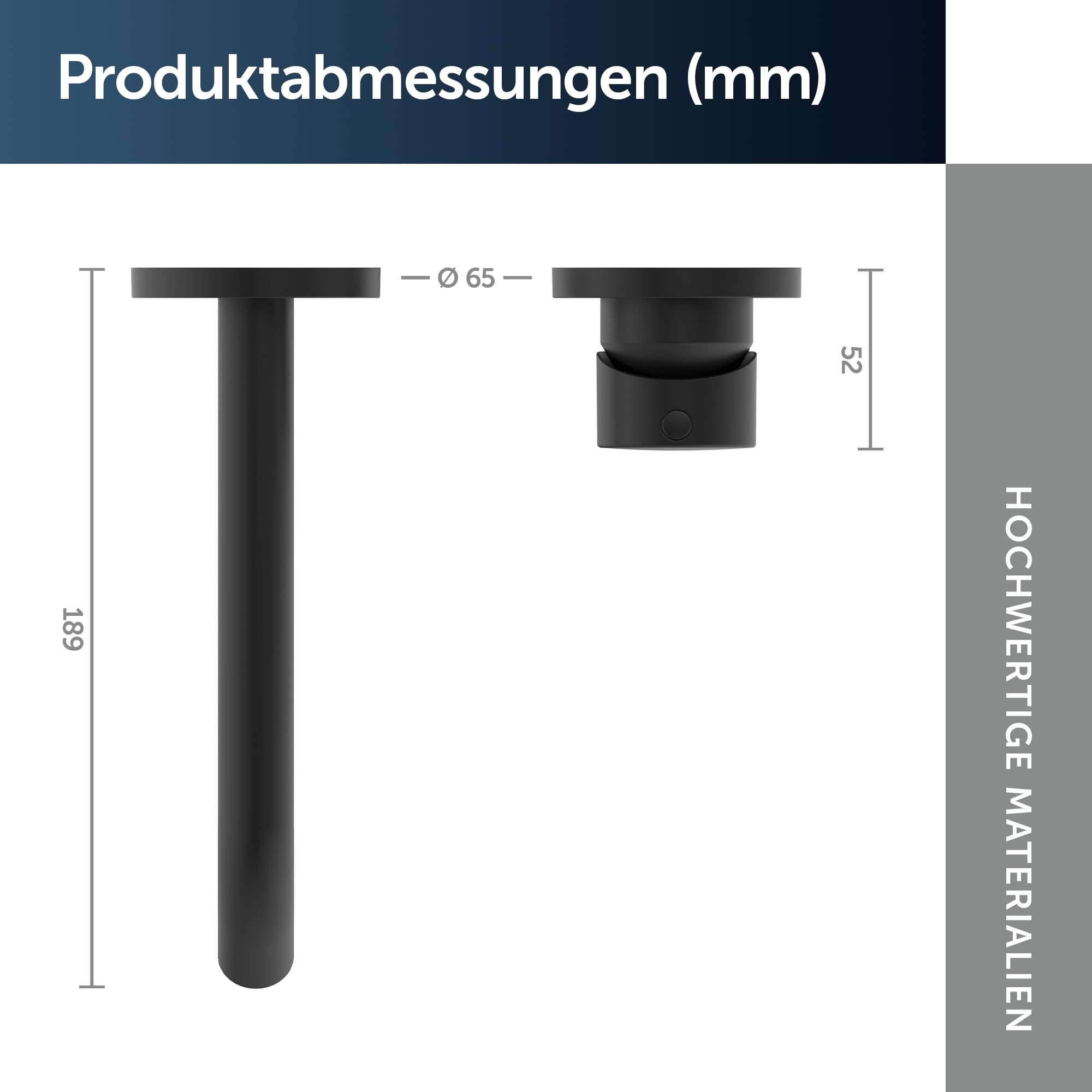 Ideal Standard – Ceraline Wand-Waschtischarmatur, Unterputz Bausatz 2 für Fertigmontage, wassersparende FirmaFlow Kartusche, Oberfläsche Silk Black (Schwarz matt)