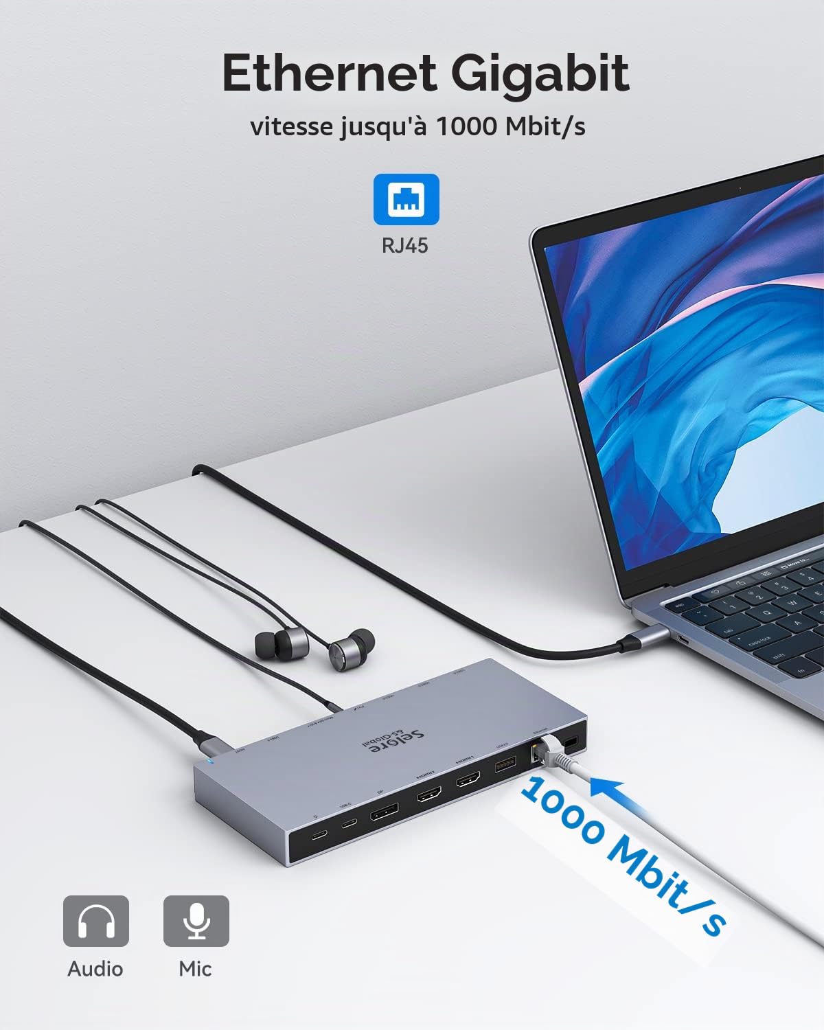 Dock USB C Docking Station Double Moniteur, Station d'accueil 2 HDMI