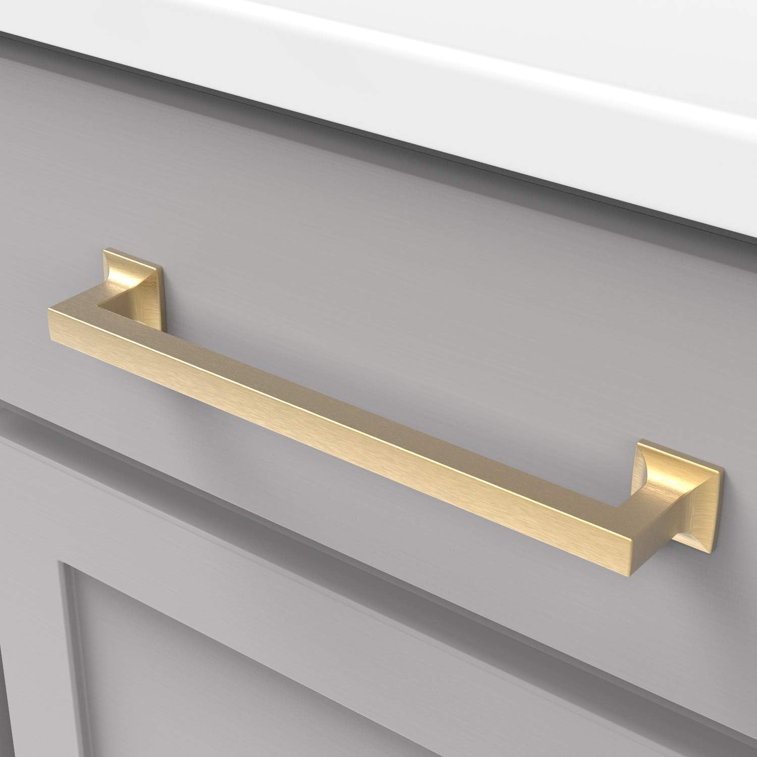Studio Collection Pull 8-13/16 Inch (224mm) Center to Center Brushed Golden Brass Finish