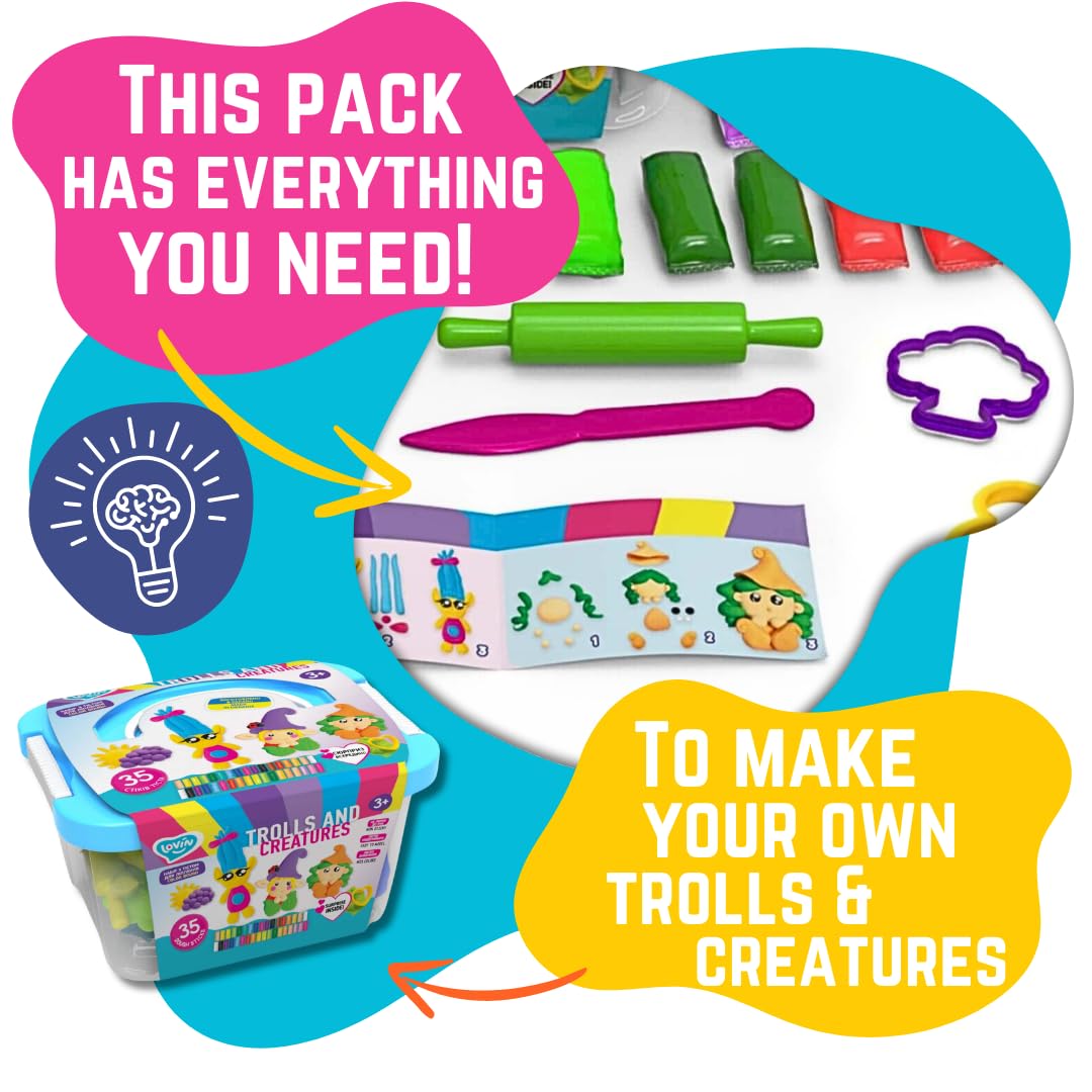 Trolls and Creatures Box, Lovin Modeling Set with Colour Dough, Craft Kits for Kids - Arts and Crafts for Kids - Colour Dough Modelling and Sculpting Playdough Set - Ideal Creative Activity Kit - Image 3