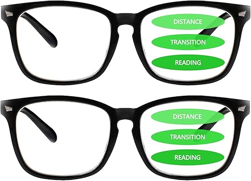 Sumkyle Paquete de 2 lentes de lectura progresivos multifocales anti luz azul para mujeres y hombres, marco de anteojos de moda (2Demi, 2.00