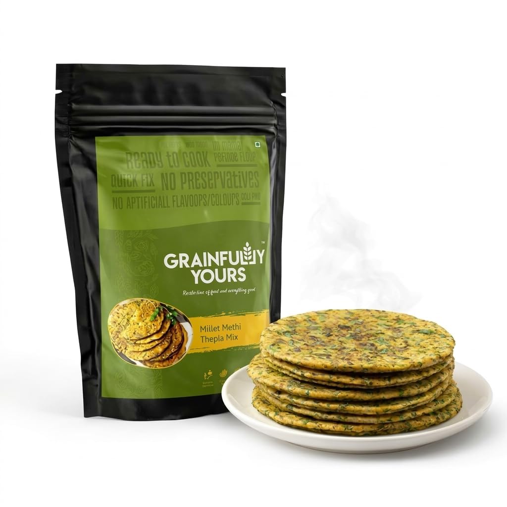 Grainfully Yours Jowar Millet Methi Thepla Ready to Cook Mix - 200gms, Chickpea Flour, Wheat Flour, Kasturi Methi, Healthy Breakfast-image-17