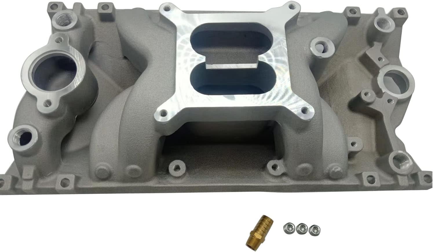 1 PC SHLPDFM Aluminum Intake Manifold Dual Plane Intake Manifold Compatible with Small Block 350 383 Chevy Vortec 1996-up 1500-6500RPM Air Gap Intake