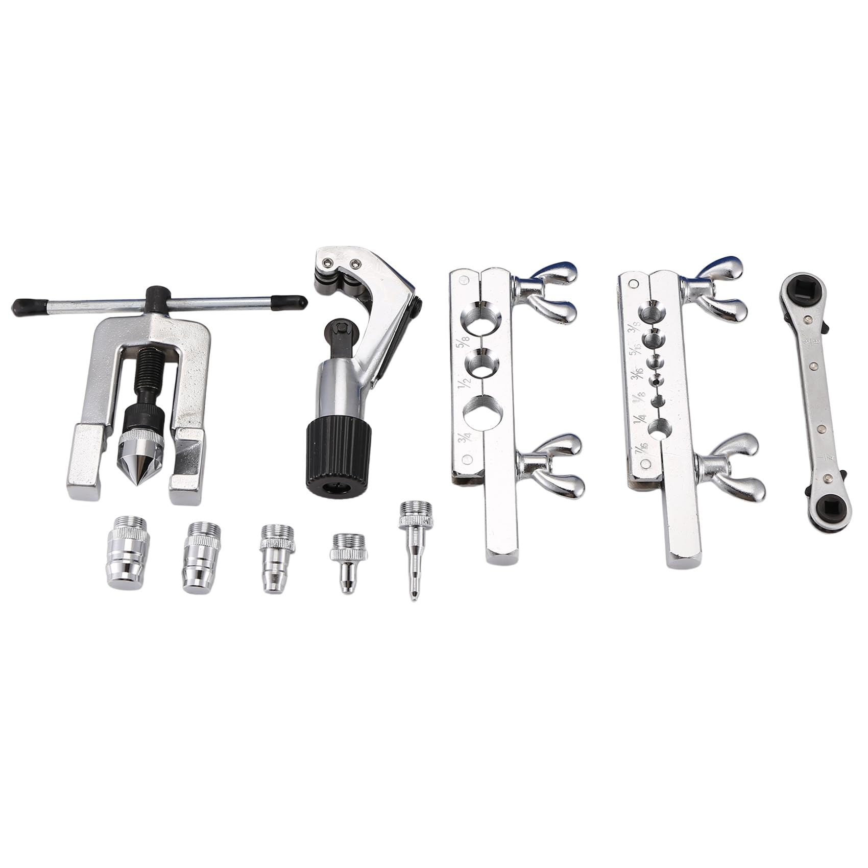 Herramienta de Abocardado Simple y Kit de Herramientas de Estampado para HVAC, Tubos, Abocardado de Tuberías de Cobre con Cortador de Tubos y Llave de Trinquete