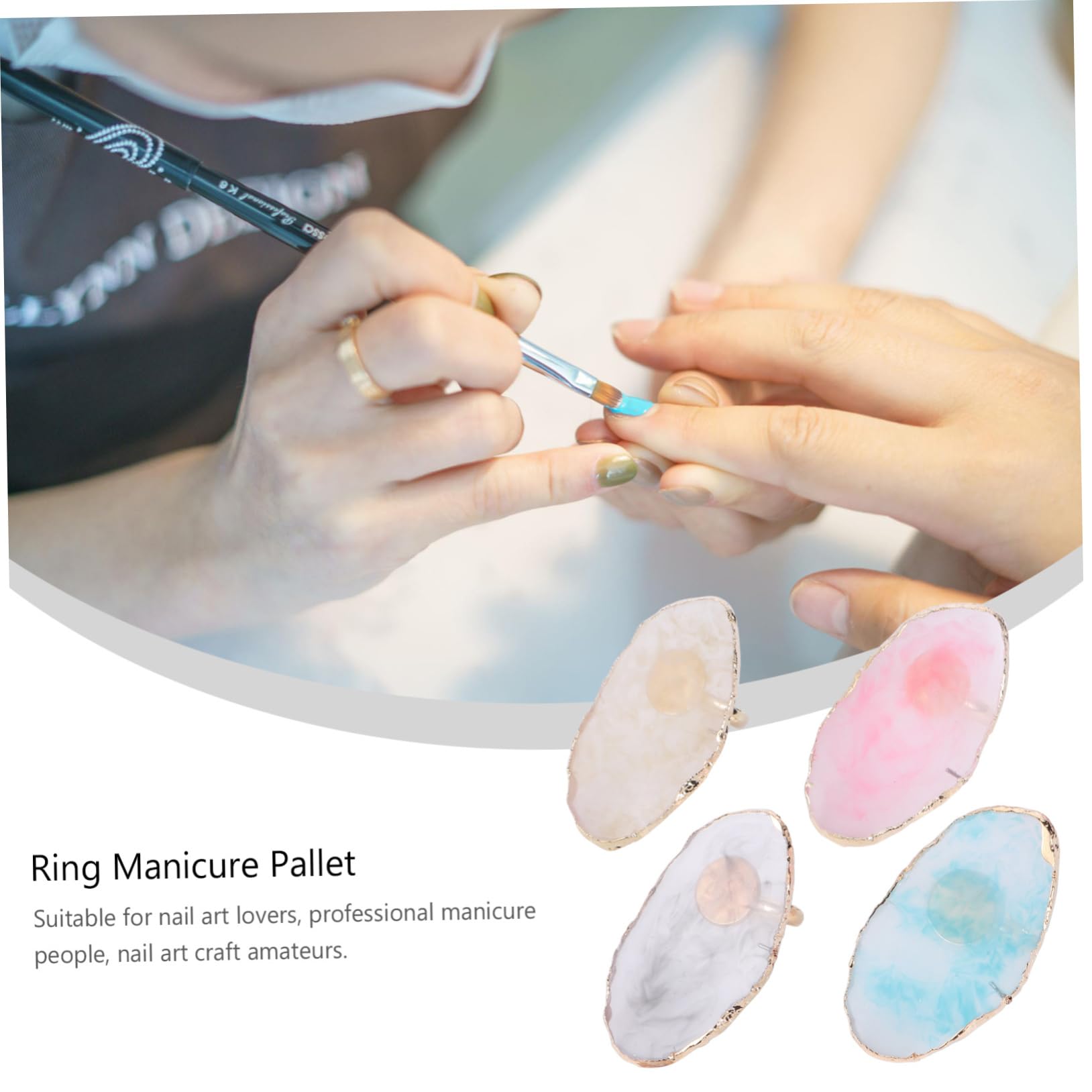 12 Piezas Paleta De Anillos Bandeja para Mezclar Esmalte De Uñas Paleta De Colores De Dibujo Anillo De Ónix Paleta De Esmalte De Uñas Pintar Ágata Tablero De Visualización Resina