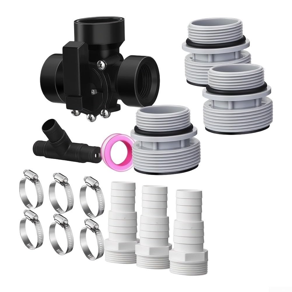 Kit de válvula deslizante de válvula desviadora de 3 vías para control de flujo de derivación de calentador solar, 32 mm, 38 mm (negro)
