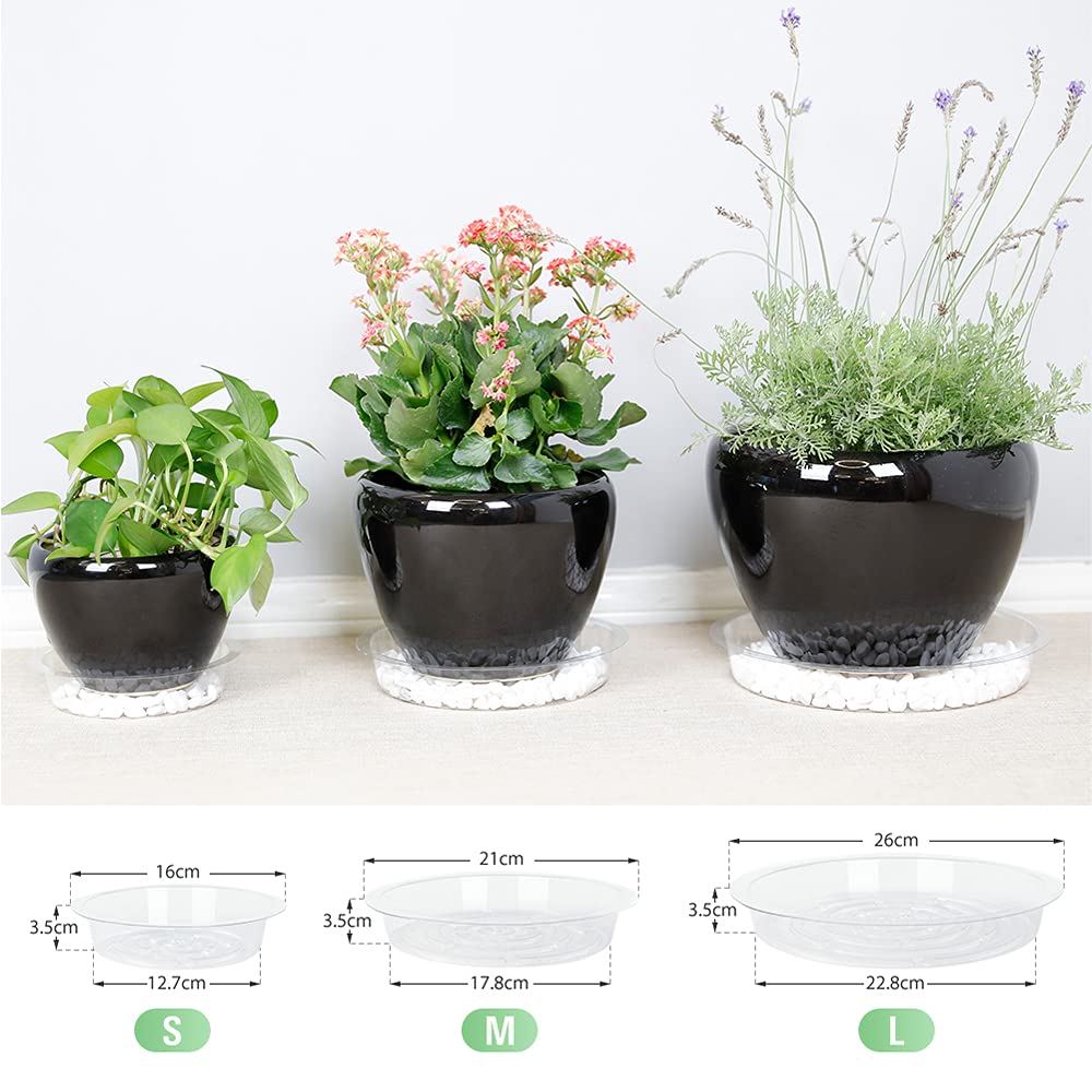 N/4 Sqxaldm 20 Pièces Soucoupe Pot Fleur, 11,5/13,5/15,5/17cm Soucoupes Pour Plantes En Plastique Rond, Coupelle Pot De Fleur Pour Intérieur, Extérieur, Jardin