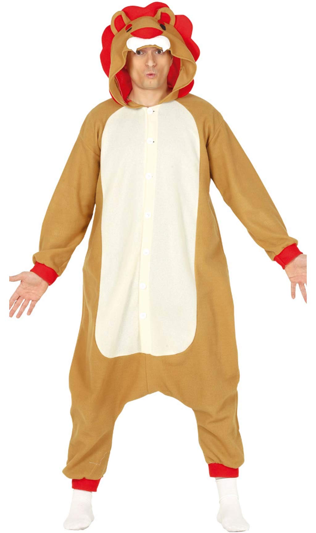 Disfraz De Pijama De León Para Adultos - Mono Con Capucha Y Cola, Talla L (52-54)