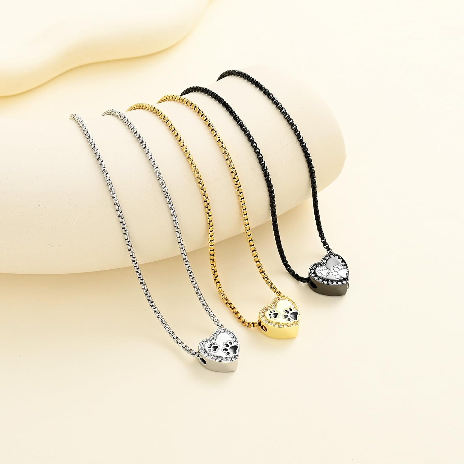 Oinsi Pet Cremation Jewelry - Heart Urn Necklaces for Dog Cat Ashes Keepsake Pet Paw Memorial Urn Pendant Ash Holder for Women Men - Image 6