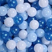 GOGOSO 100 Pack Ball Pit Balls for Babies & Toddlers - Soft Pastel Pearl Blue, Light Blue, White, Non-Toxic BPA-Free Crush-Proof Play Balls
