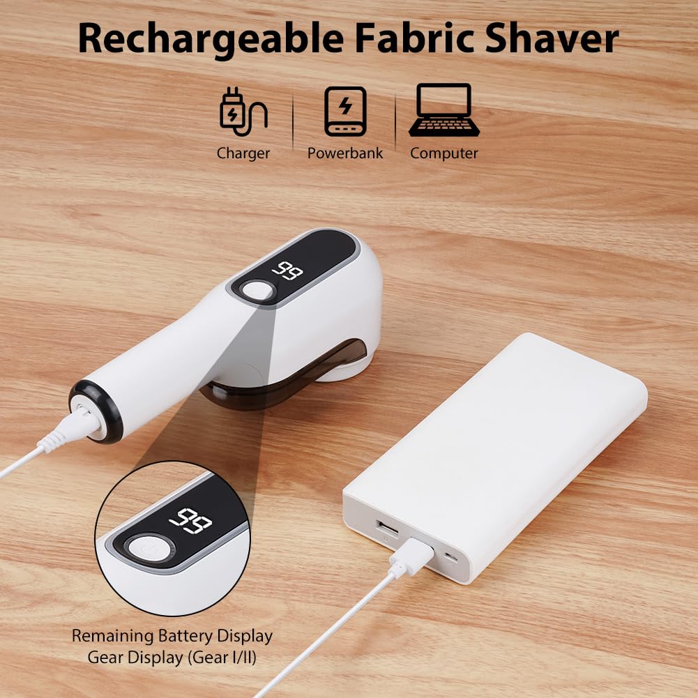 Levapelucchi Elettrico Ricaricabile USB | 2 Velocità | Display LED | Per Vestiti E Divani - Foto 4