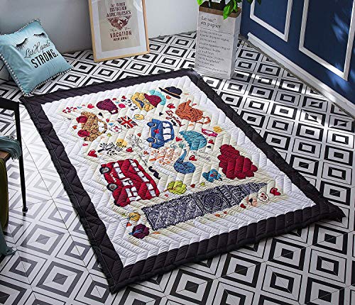 Baobe Tapis pour Enfant Chambre, Bébé Tapis de Jeu, Antidérapant Non-Toxique, Tapis Coton Grande et Doux 145cm * 195cm * 1.5cm Lavables Colorés Bus Voitures (Noir)