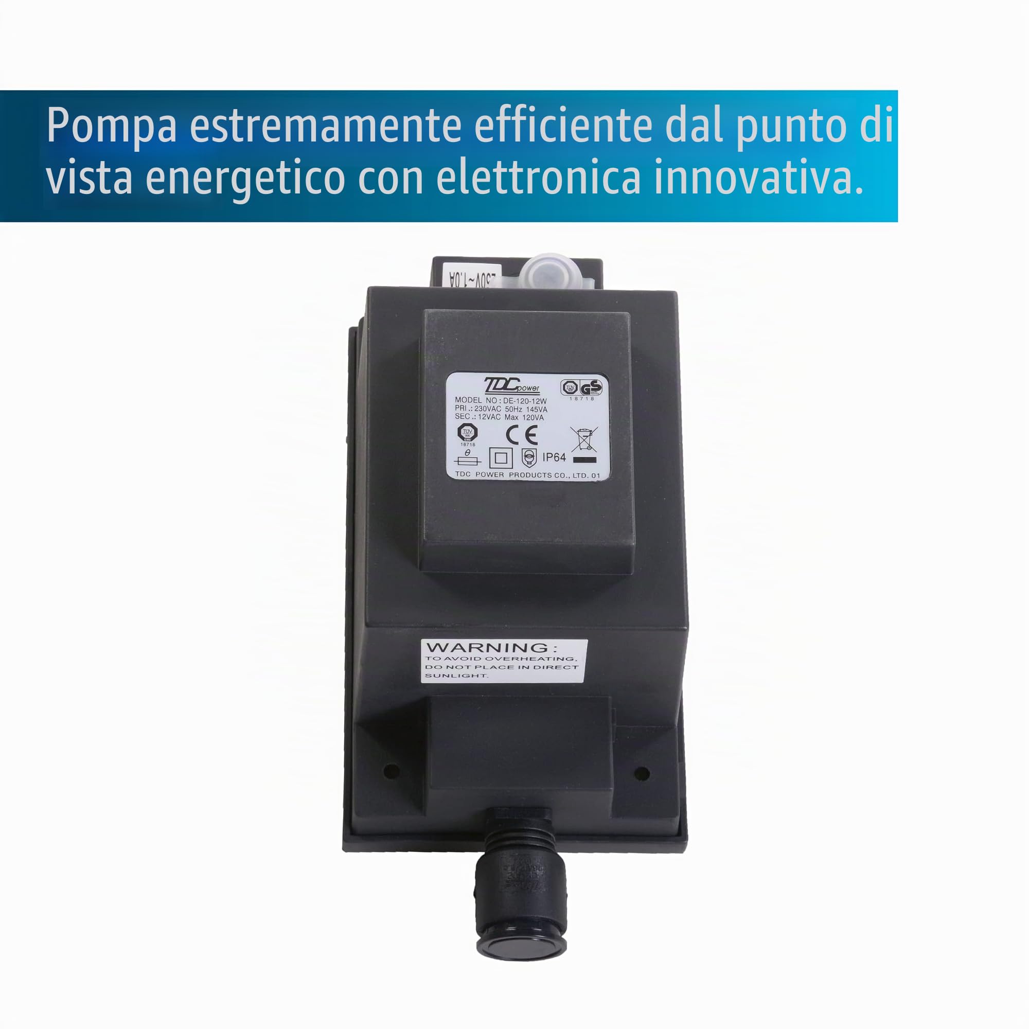 AquaForte – Pompa per filtro/laghetto O-Plus, 6500 LV 12-V, 50 W, Testa 4m