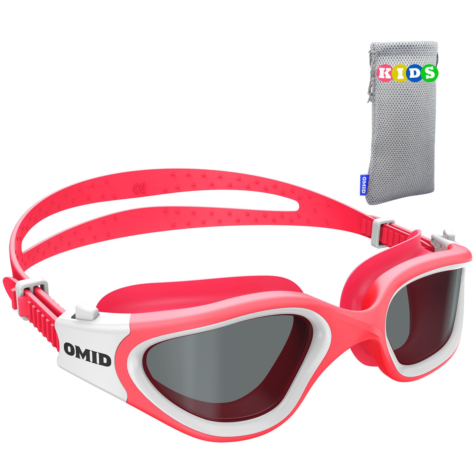 OMID Kids Swim Goggles, P2mini Polarized Swimming Goggles Comfortable for Age 6-14 (G1MINI-Pink-Smoke) — image 1
